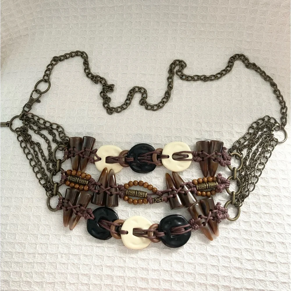 Vintage Chico’s Multi Strand Chain Link Belt With Beads And Discs